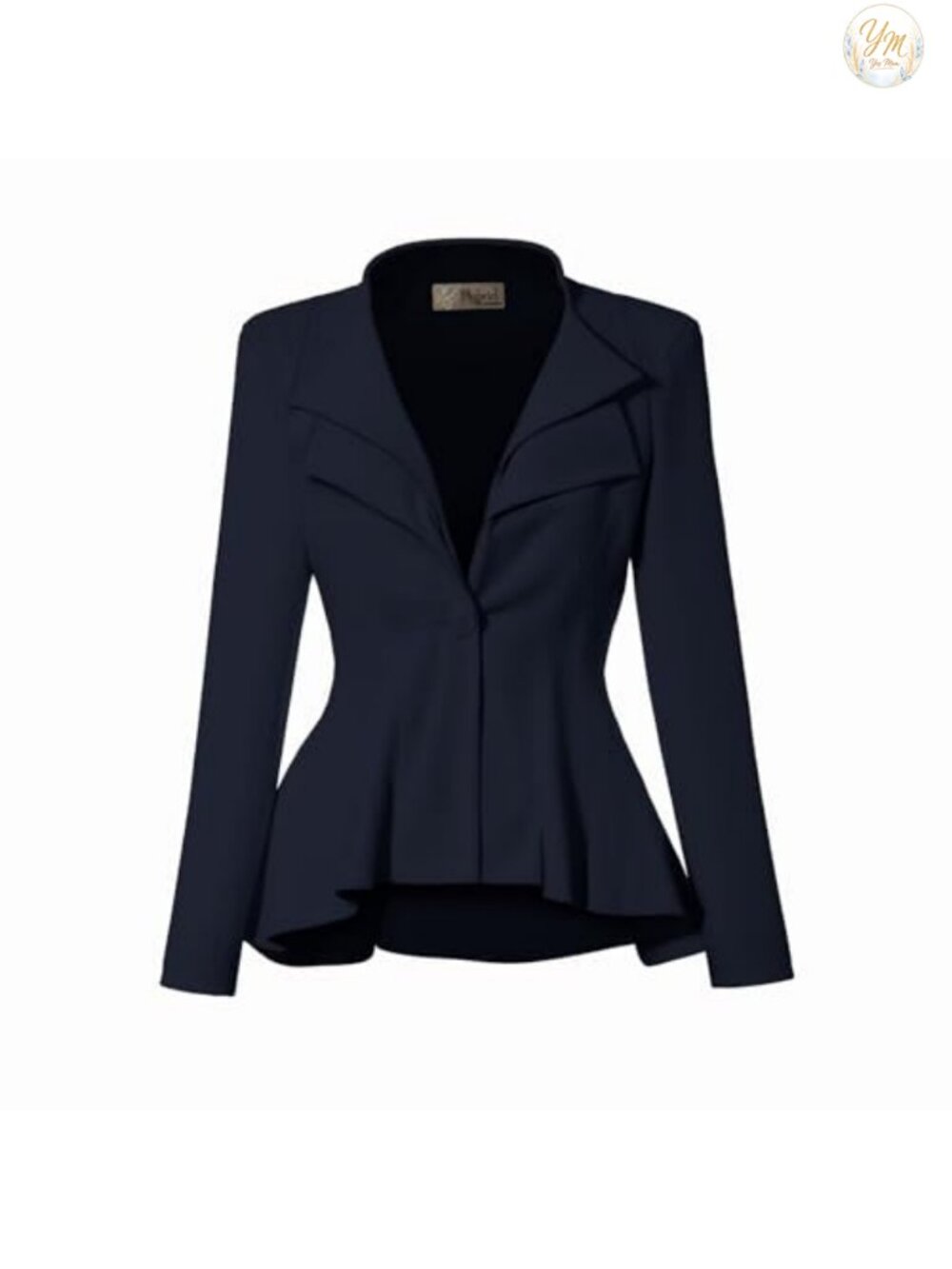 Women's Office Blazer Ultra Stretch Double Lapel Single Button Peplum Work